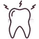 Tooth icon with radiating lines indicating pain or sensitivity, representing dental care services.