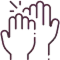 Two hands reaching upward with sun rays above, symbolizing dental care or oral health awareness.