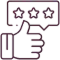 Thumbs up hand with three-star rating badge for dental review feedback
